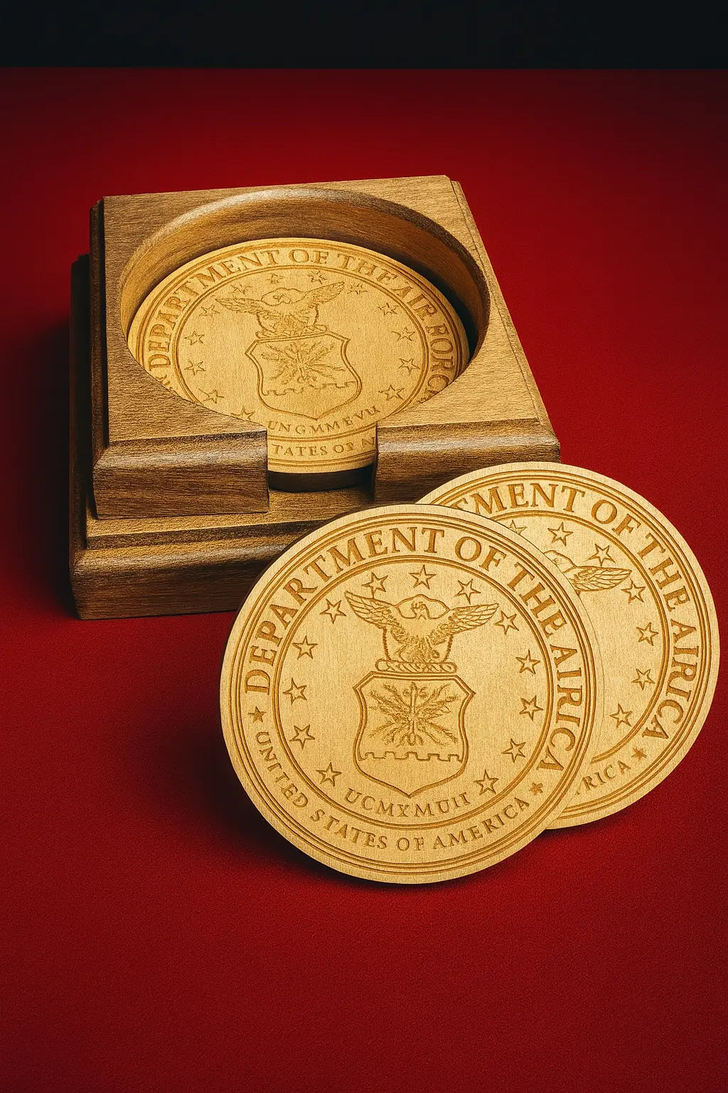 Laser-Etched Wood Cup Coasters