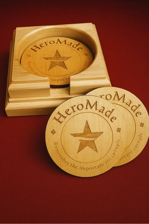 Laser-Etched Wood Cup Coasters