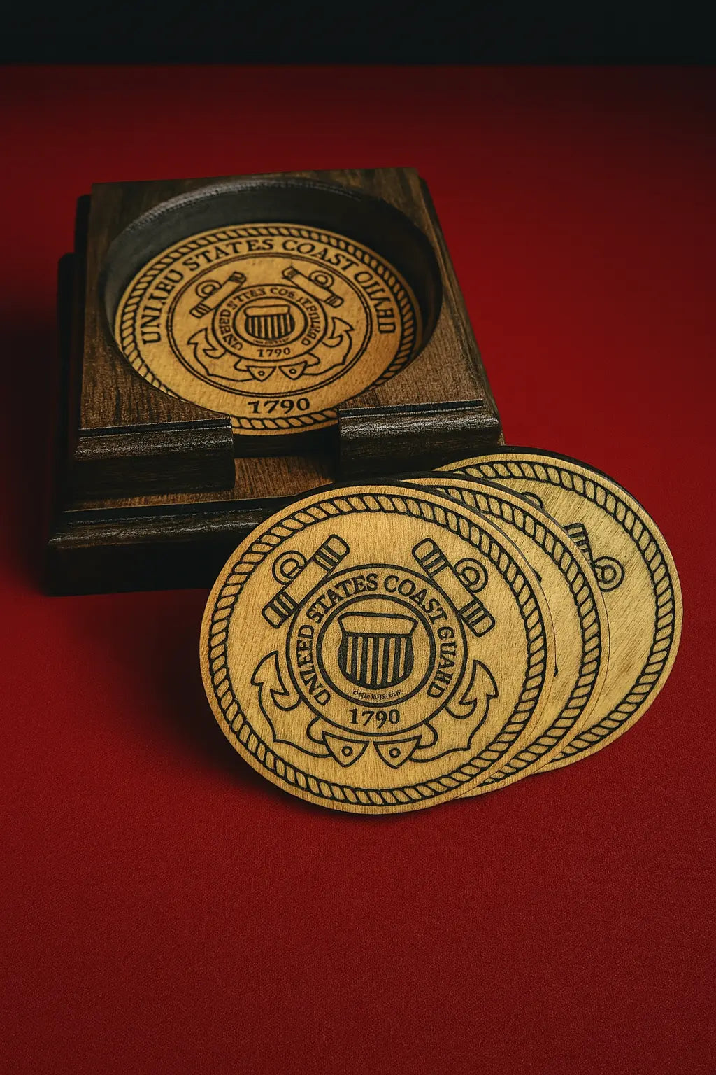 Laser-Etched Wood Cup Coasters
