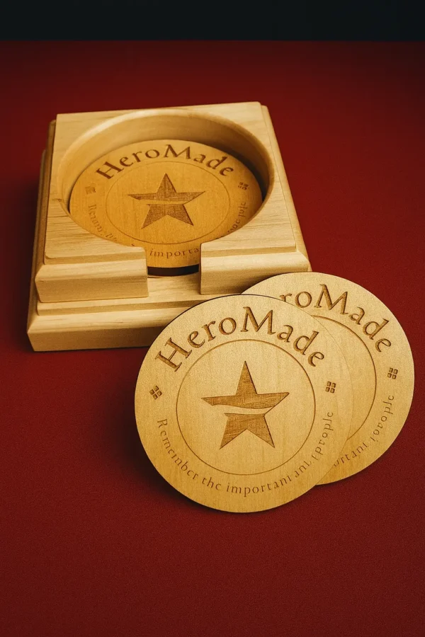 Laser-Etched Wood Cup Coasters